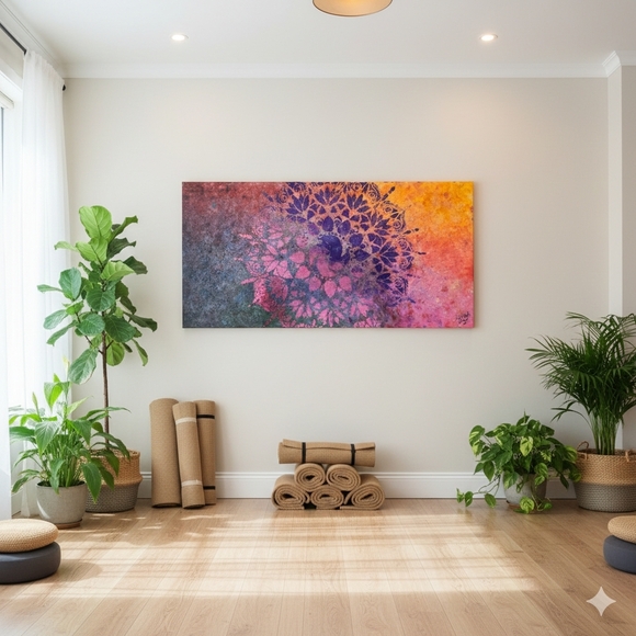 Hand Crafted Other - HANDCRAFTED Abstract Rainbow Texture Painting HANDPAINTED HANDMADE Wall Art